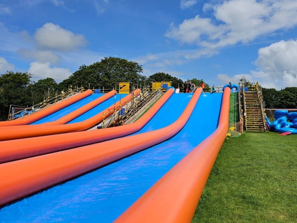 The orange and blue Kernow Slide lanes